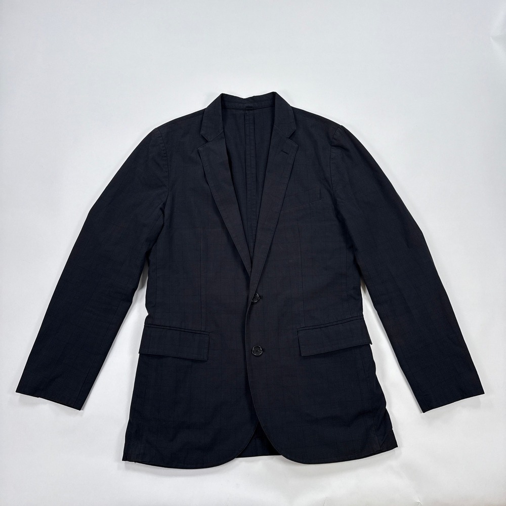 J Crew Mens Ludlow Blazer XS Navy Blue Glen Plaid Cotton Slim Fit Dark Academia